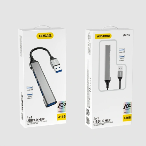 Kup Dudao HUB 4in1 USB-A/4x USB-A(3 x USB 2.0/USB 3.0) 6,3cm černý (A16B) - DDA252 - {ean13} - Sklep Home Screen