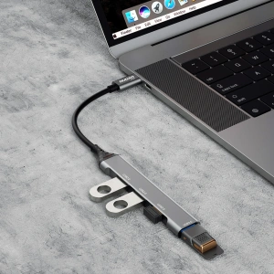 Kup Dudao HUB 4in1 USB-C/4x USB-A(3 x USB 2.0/USB 3.0) 6,3cm negru (A16T) - DDA253 - {ean13} - Sklep Home Screen