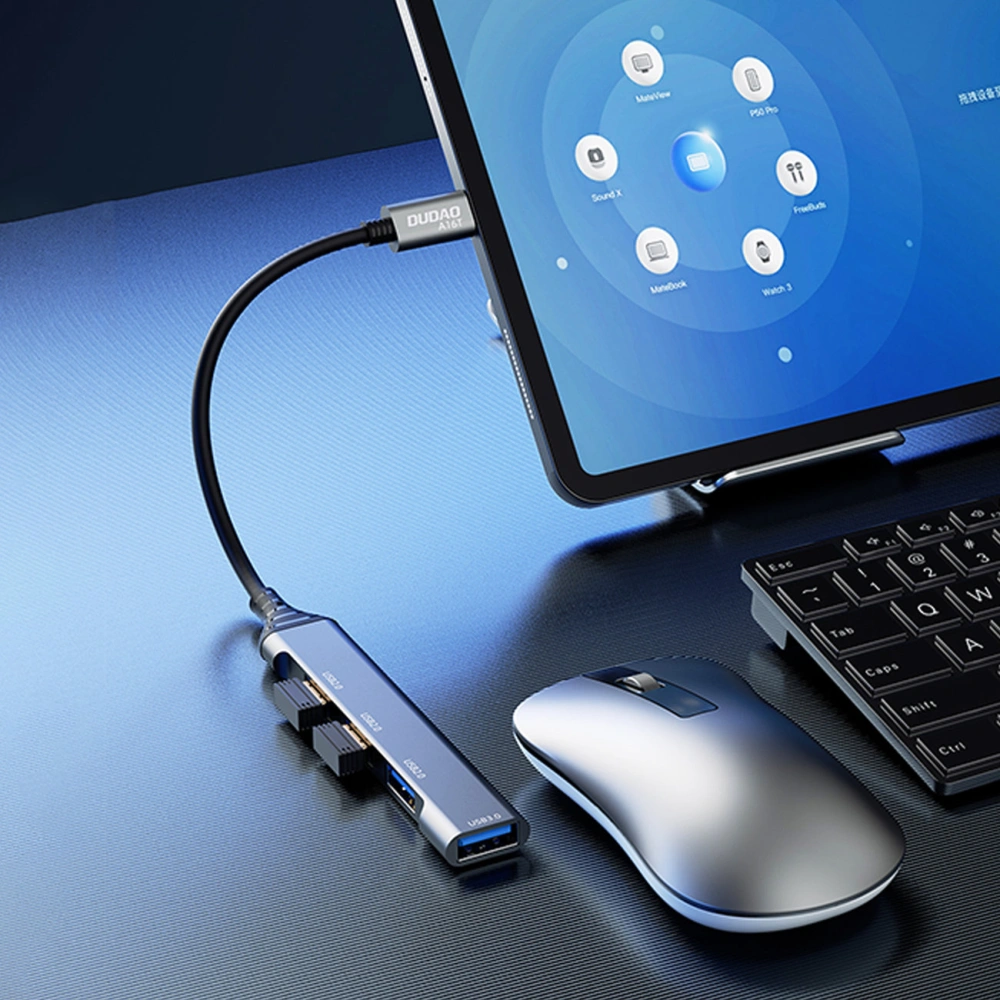 Dudao HUB 4in1 USB-C/4x USB-A(3 x USB 2.0/USB 3.0) 6,3cm czarny (A16T)