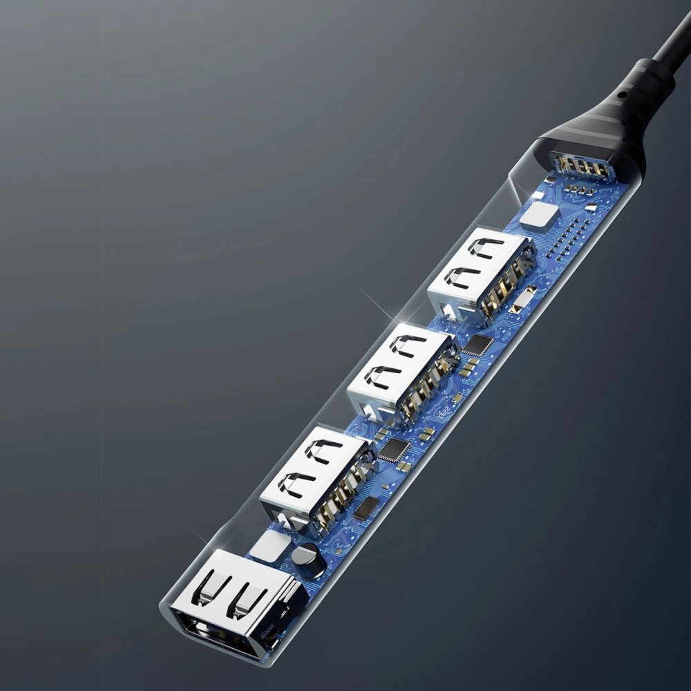 Dudao HUB 4in1 USB-C/4x USB-A(3 x USB 2.0/USB 3.0) 6,3cm czarny (A16T)