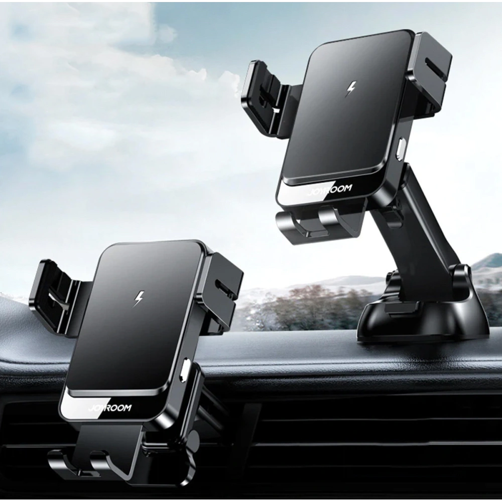 Uchwyt samochodowy z ładowarką bezprzewodową Joyroom czarny (JR-ZS219)