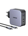 Ładowarka sieciowa UGREEN CD289, 2x USB-C, 1x USB-A, GaN, 140W, Kabel 2m (Czarna)