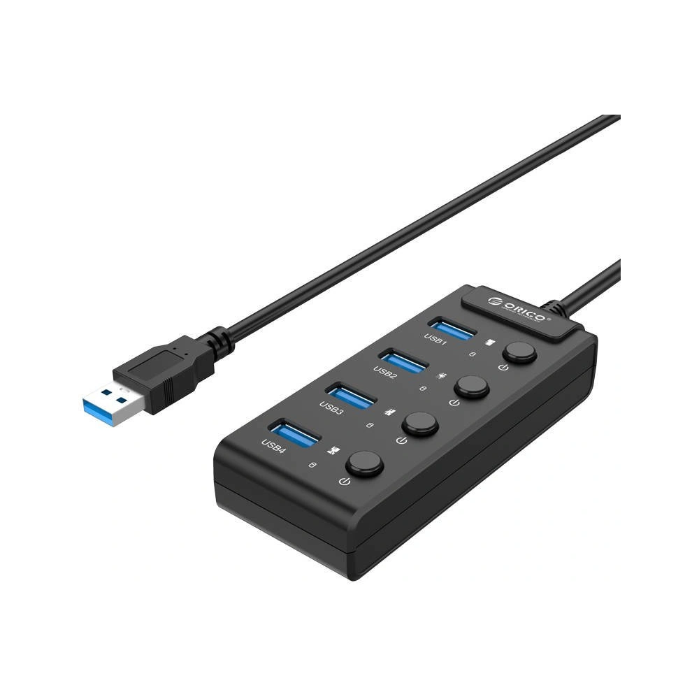 Hub USB 3.0. Orico z włącznikami, 5x USB (czarny)
