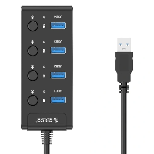 Kup USB-Hub 3.0. Orico mit Schaltern, 5x USB (schwarz) - ORC16 - {ean13} - Sklep Home Screen