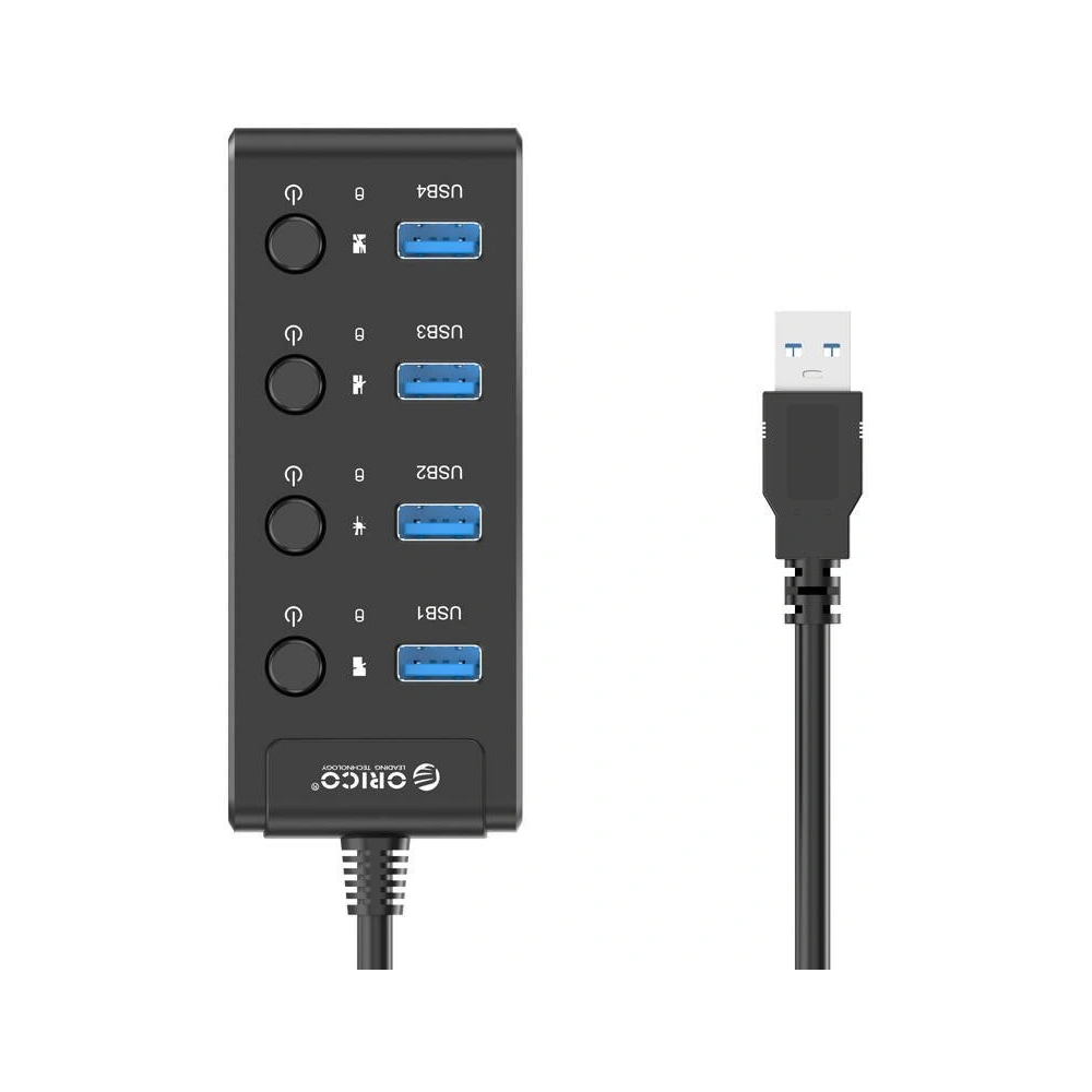 Hub USB 3.0. Orico z włącznikami, 5x USB (czarny)