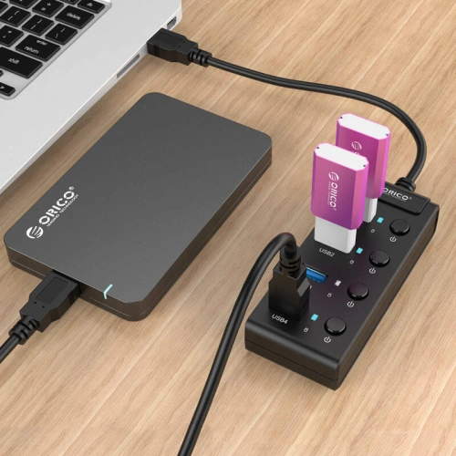 Kup USB-Hub 3.0. Orico mit Schaltern, 5x USB (schwarz) - ORC16 - {ean13} - Sklep Home Screen