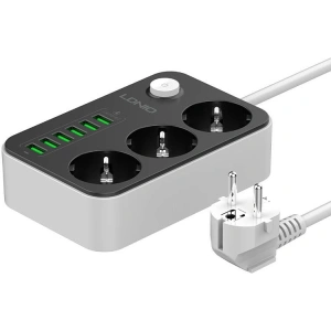 Buy LDNIO SE3631 Power Strip, 3x AC, 6x USB 1.6m (black) - LDN6 - {ean13} - Home Screen Store Europe