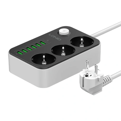 Kup AC 3 aljzatos elosztó, 6x USB, LDNIO SE3631, 1.6m (fekete) - LDN6 - {ean13} - Sklep Home Screen