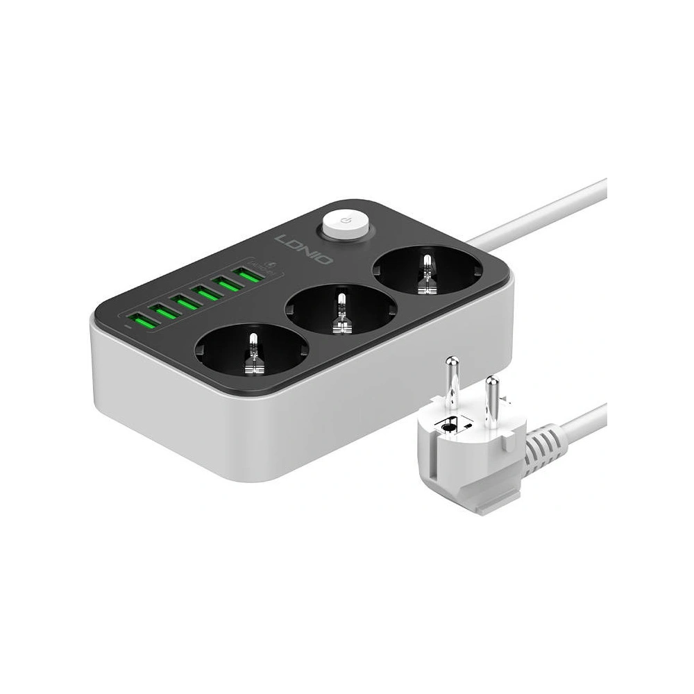 Listwa zasilająca z 3 gniazdami AC, 6x USB, LDNIO SE3631, 1.6m (czarna)