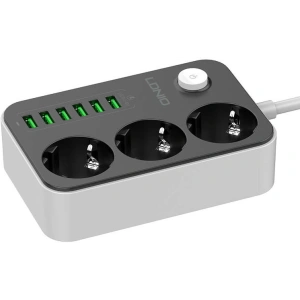 Listwa zasilająca z 3 gniazdami AC, 6x USB, LDNIO SE3631, 1.6m (czarna)