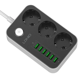 LDNIO SE3631 Power Strip, 3x AC, 6x USB 1.6m (black)