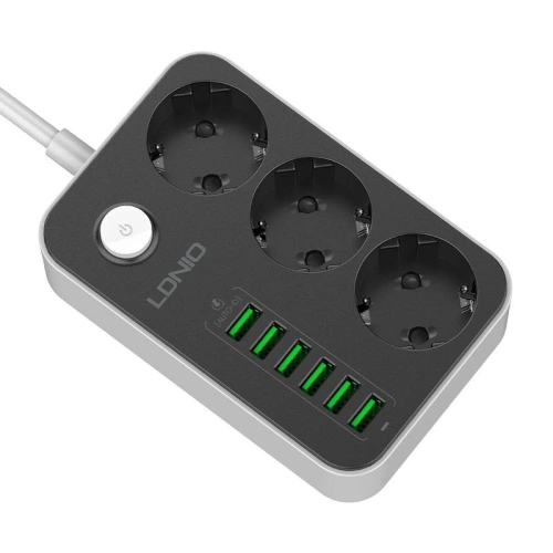 Kup Napájecí lišta se 3 AC zásuvkami, 6x USB, LDNIO SE3631, 1.6m (černá) - LDN6 - {ean13} - Sklep Home Screen