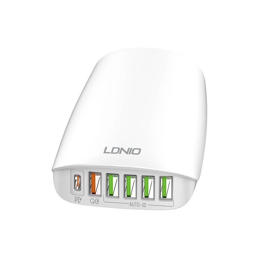 Ładowarka sieciowa LDNIO A6573C, 5x USB, 65W, 1.5m (biała)