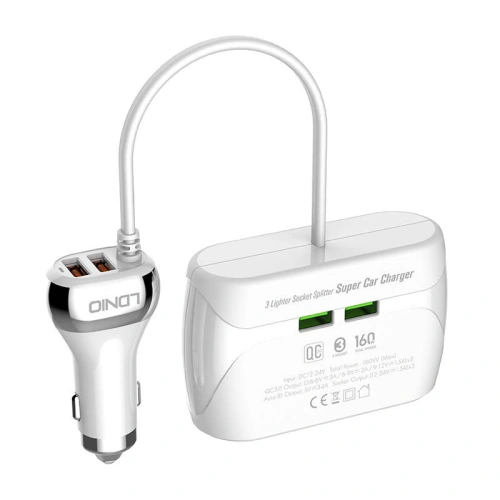 Kup Încărcător auto cu distribuitor LDNIO C504Q, 3x USB (alb) - LDN11 - {ean13} - Sklep Home Screen