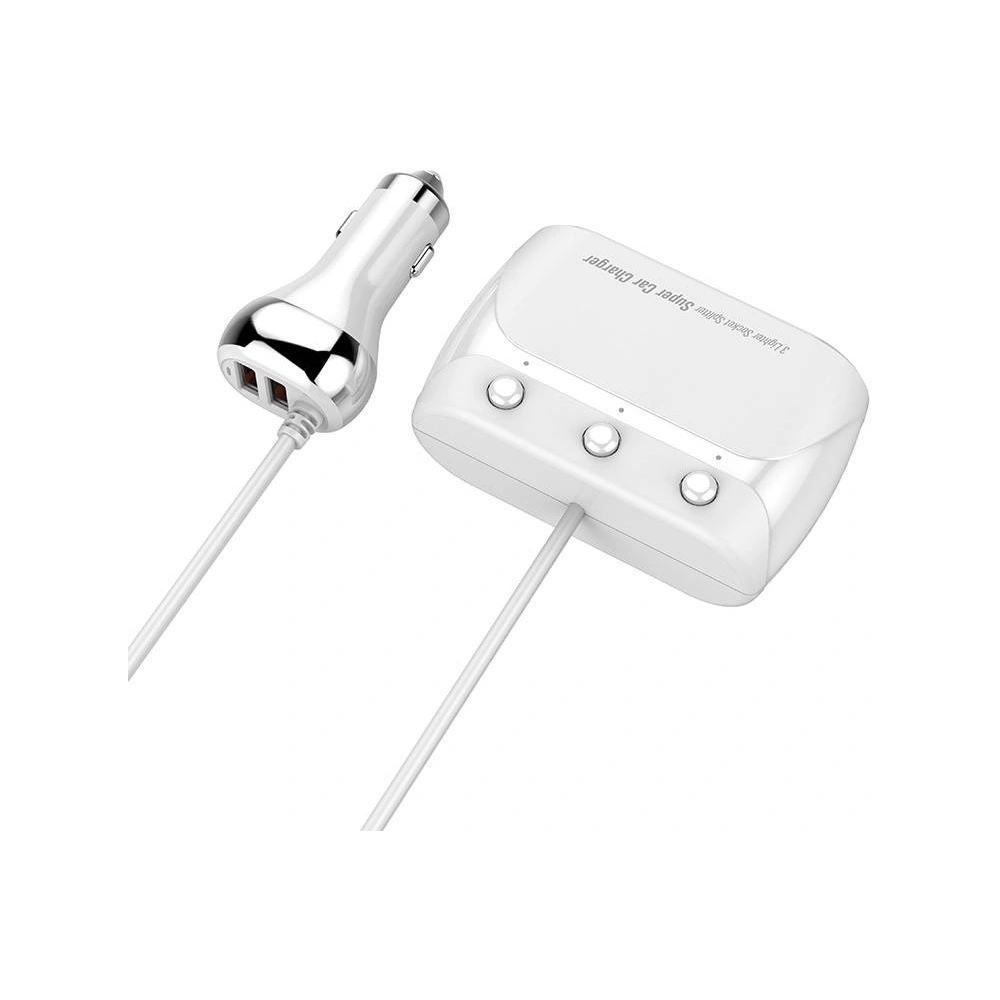 Ładowarka samochodowa z rozdzielaczem LDNIO C504Q, 3x USB (biała)