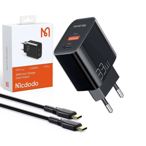 Kup Încărcător de rețea Mcdodo CH-0922 USB + USB-C, 33W + cablu USB-C (negru) - MDD4 - {ean13} - Sklep Home Screen