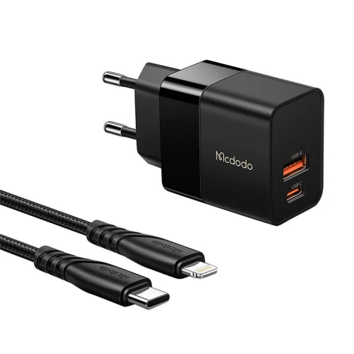 Kup Síťová nabíječka Mcdodo CH-1952 USB + USB-C, 20W + kabel USB-C/Lightning (černá) - MDD5 - {ean13} - Sklep Home Screen