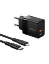 Síťová nabíječka Mcdodo CH-1952 USB + USB-C, 20W + kabel USB-C/Lightning (černá)
