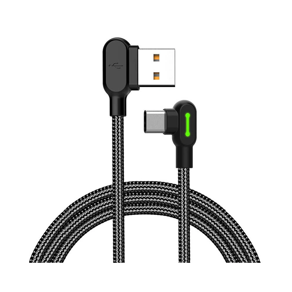 Kabel kątowy Mcdodo CA-5280 USB-A/USB-C LED, 3m (czarny)