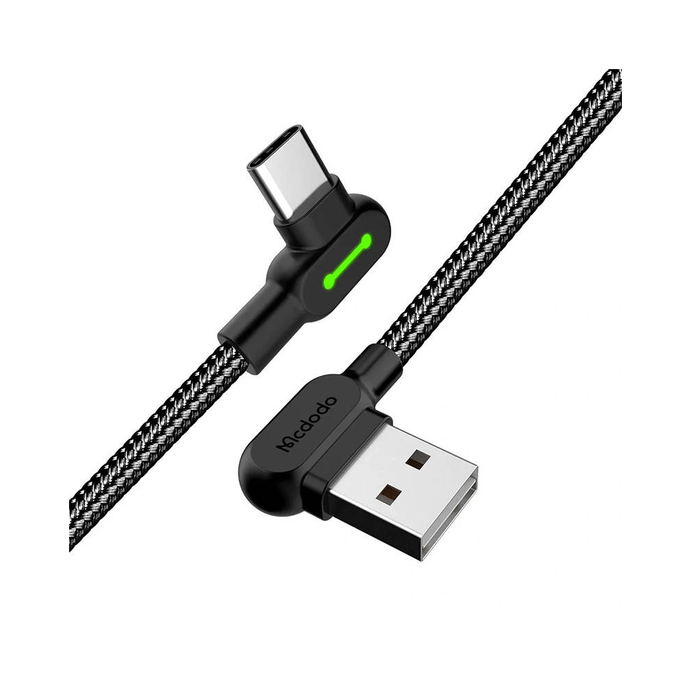 Kabel kątowy Mcdodo CA-5280 USB-A/USB-C LED, 3m (czarny)