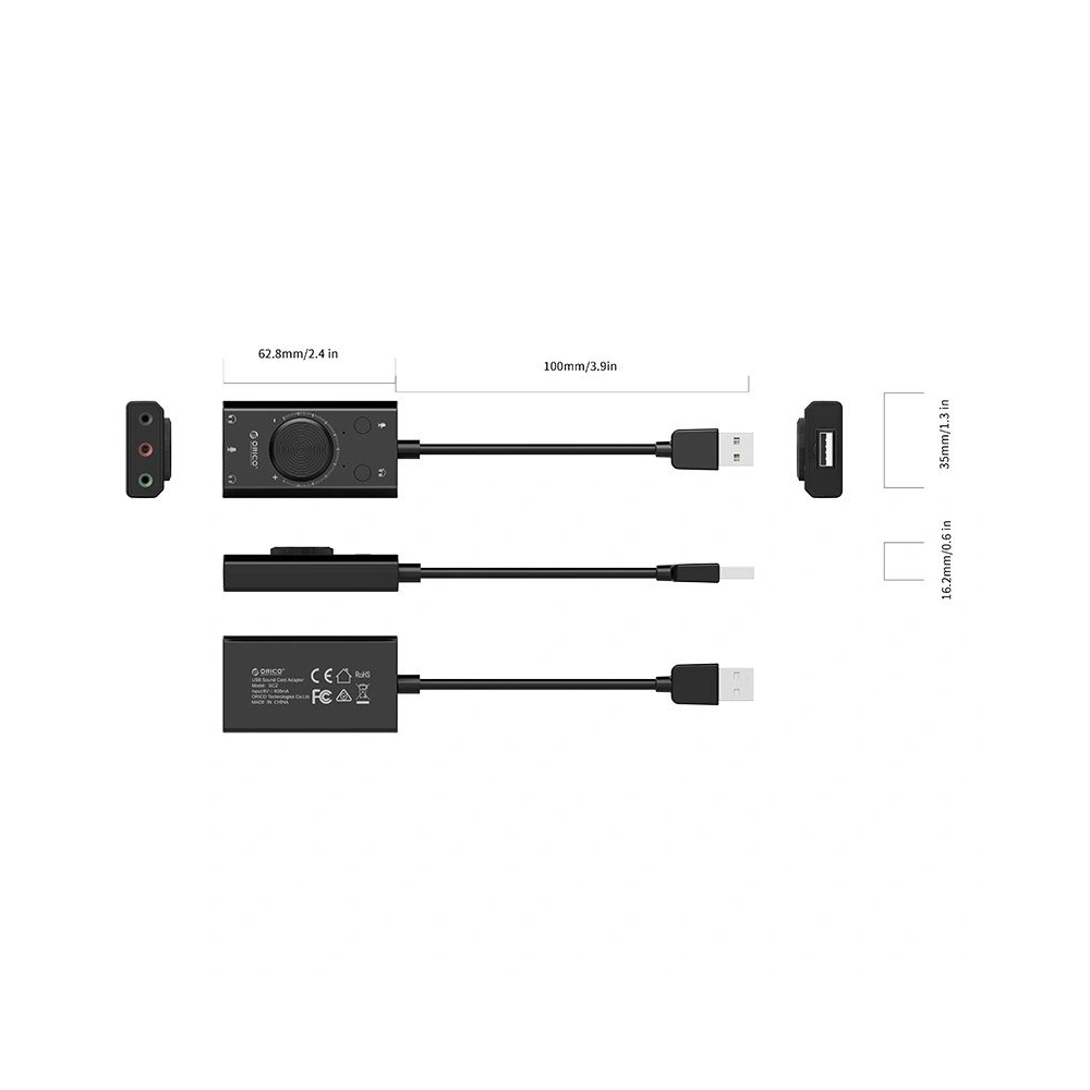 Zewnętrzna karta dźwiękowa Orico USB 2.0, 10cm