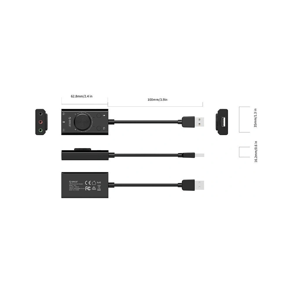 Zewnętrzna karta dźwiękowa Orico USB 2.0, 10cm