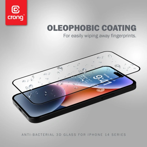 Kup Gehärtetes Glas Crong Anti-Bakteriell 3D Rüstungsglas Apple iPhone 14 Pro + Installationsrahmen - CRG585 - {ean13} - Sklep Home Screen