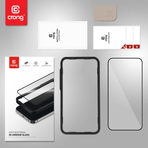 Kup Gehärtetes Glas Crong Anti-Bakteriell 3D Rüstungs-Glas Apple iPhone 14 Pro Max + Installationsrahmen - CRG586 - {ean13} - Sklep Home Screen