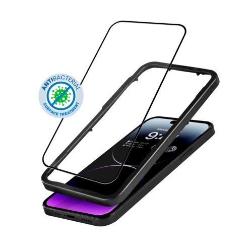Kup Gehärtetes Glas Crong Anti-Bakteriell 3D Rüstungs-Glas Apple iPhone 14 Pro Max + Installationsrahmen - CRG586 - {ean13} - Sklep Home Screen