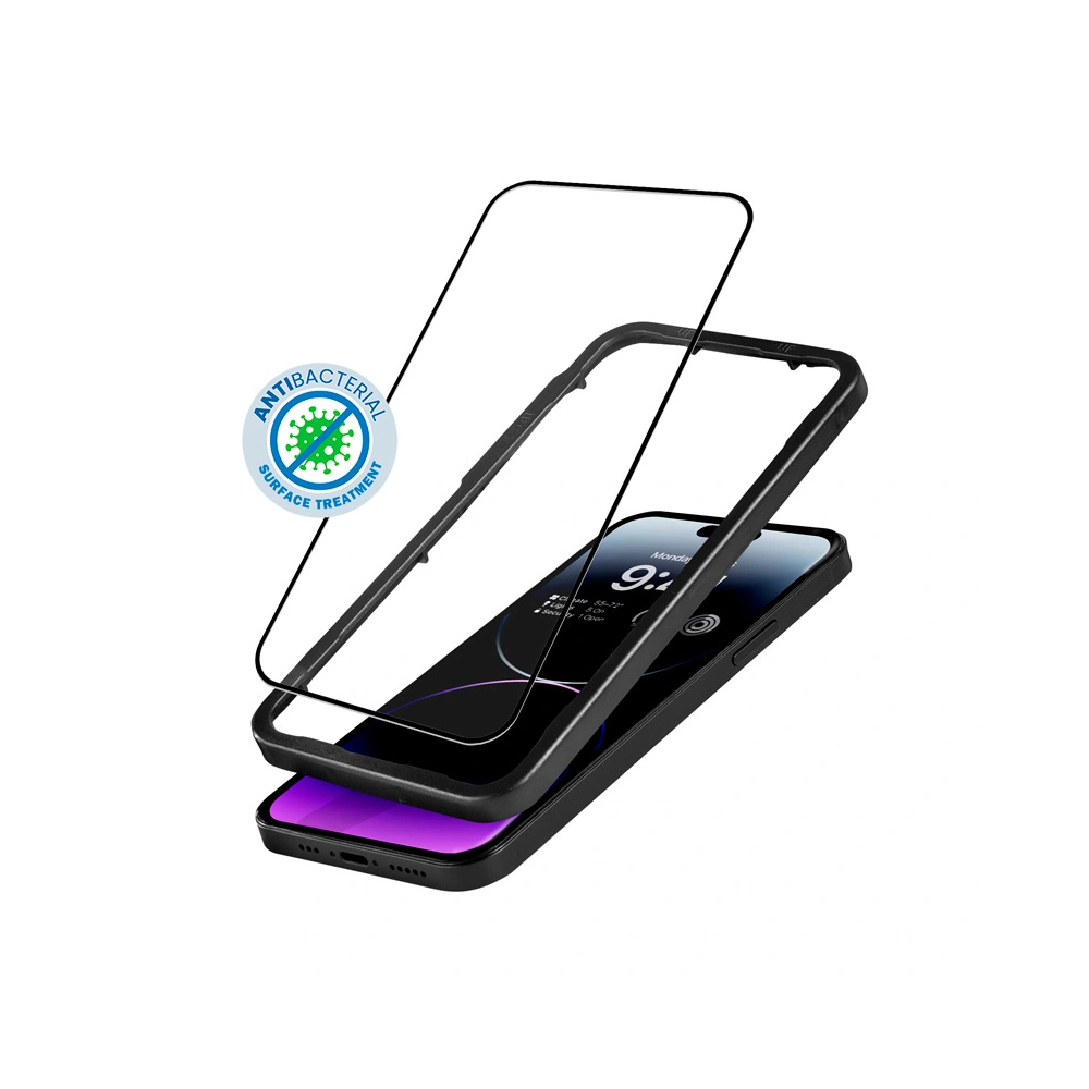 Szkło hartowane Crong Anti-Bacterial 3D Armour Glass Apple iPhone 14 Pro Max + ramka instalacyjna