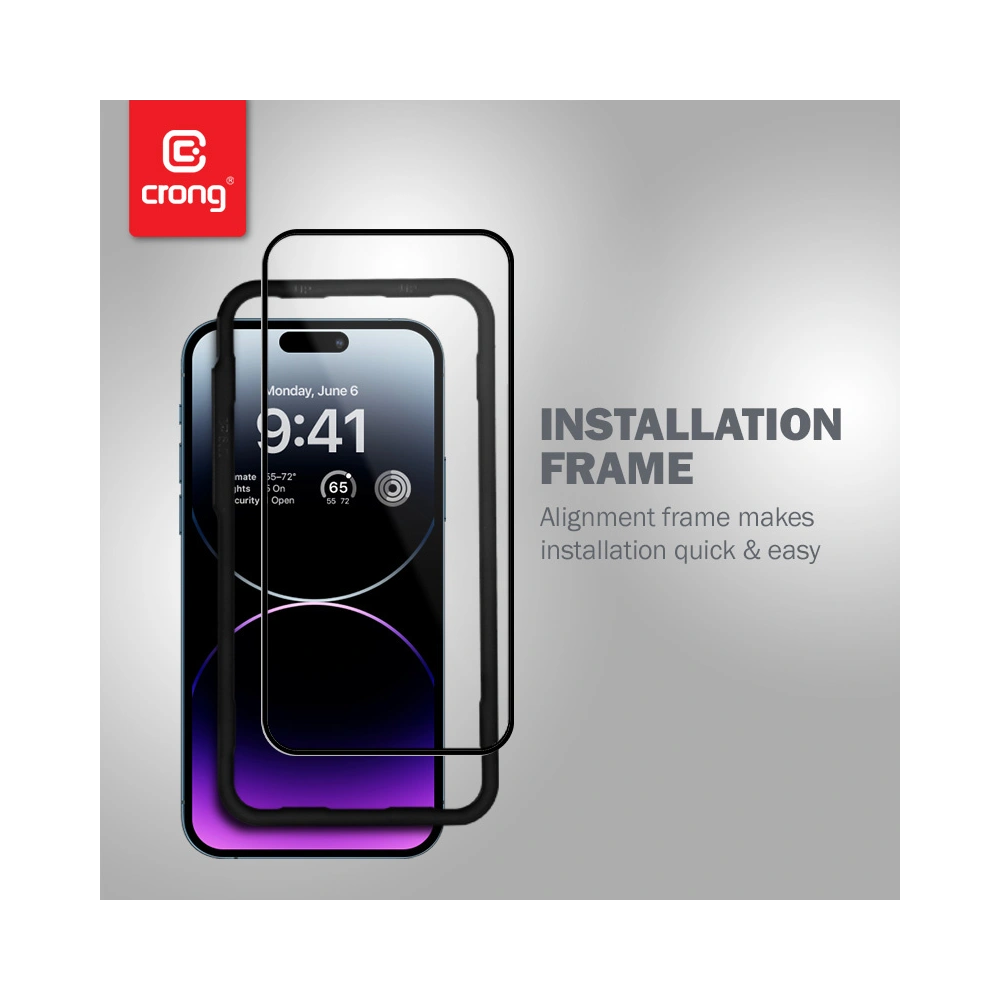 Szkło hartowane Crong Anti-Bacterial 3D Armour Glass Apple iPhone 14 Pro Max + ramka instalacyjna