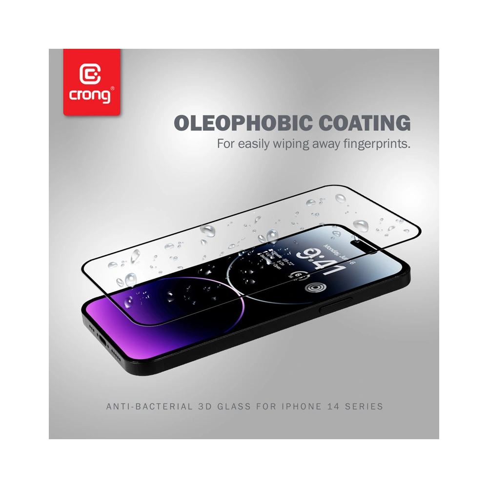 Szkło hartowane Crong Anti-Bacterial 3D Armour Glass Apple iPhone 14 Pro Max + ramka instalacyjna