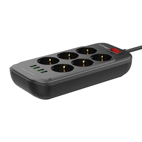 Kup Steckdosenleiste mit 6 AC-Steckdosen, 4x USB, LDNIO SE6403, 2m (schwarz) - LDN12 - {ean13} - Sklep Home Screen