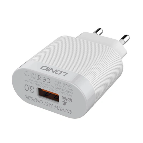 Kup Síťová nabíječka LDNIO A303Q, USB-C, QC 3.0, 18W (bílá) - LDN13 - {ean13} - Sklep Home Screen