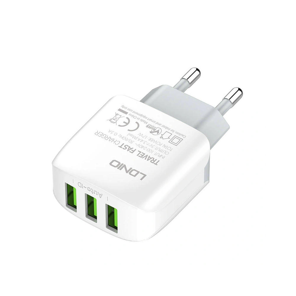 Ładowarka sieciowa LDNIO A3312, 3x USB, 17W (biała)