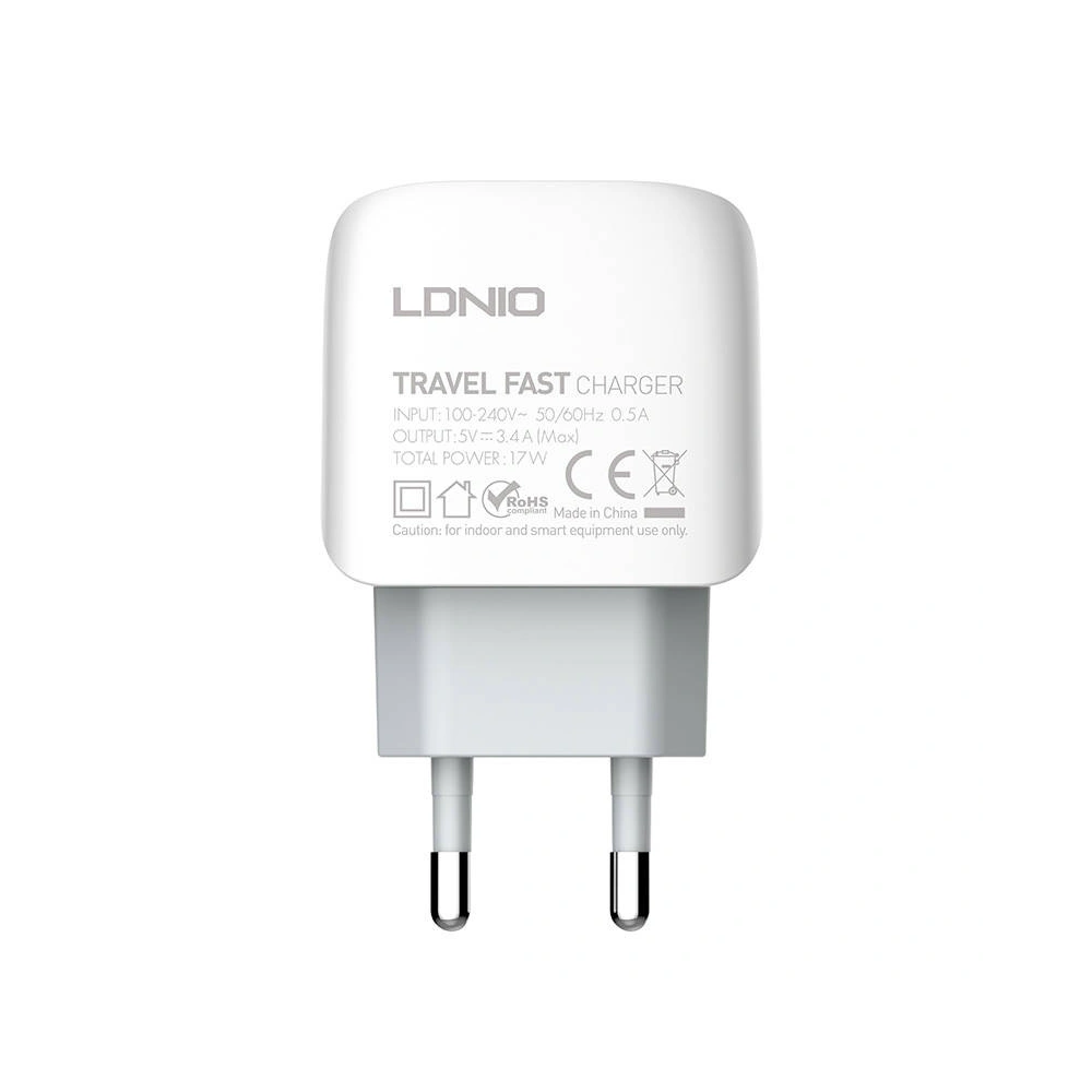Ładowarka sieciowa LDNIO A3312, 3x USB, 17W (biała)