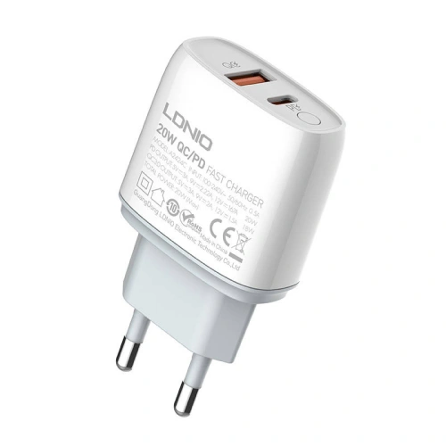 Kup Încărcător de rețea LDNIO A2424C, USB + USB-C, PD + QC 3.0, 20W (alb) - LDN18 - {ean13} - Sklep Home Screen