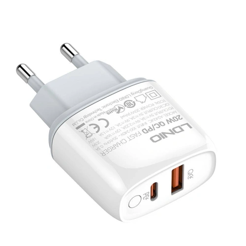 Kup Încărcător de rețea LDNIO A2424C, USB + USB-C, PD + QC 3.0, 20W (alb) - LDN18 - {ean13} - Sklep Home Screen