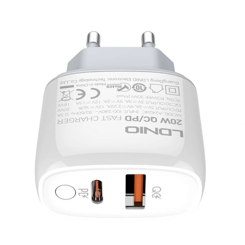 Kup Încărcător de rețea LDNIO A2424C, USB + USB-C, PD + QC 3.0, 20W (alb) - LDN18 - {ean13} - Sklep Home Screen