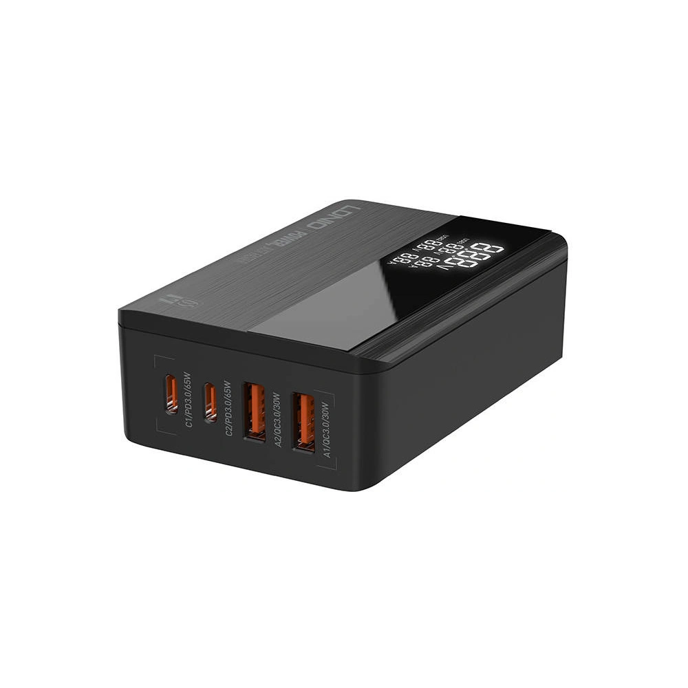 Ładowarka sieciowa LDNIO A4808Q, 2x USB + 2x USB-C, 65W (czarna)