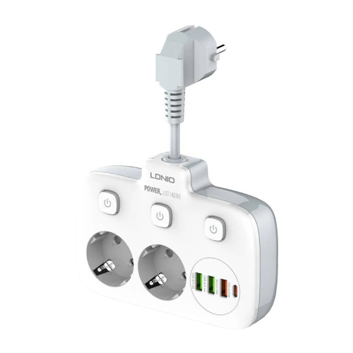 Kup Listwa zasilająca z 2 gniazdami AC, 3x USB, USB-C, LDNIO SE2435, 2500W (biała) - LDN20 - {ean13} - Sklep Home Screen
