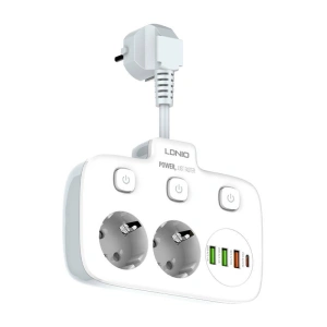 Kup Napájecí lišta se 2 AC zásuvkami, 3x USB, USB-C, LDNIO SE2435, 2500W (bílá) - LDN20 - {ean13} - Sklep Home Screen