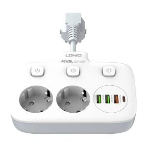Kup Napájecí lišta se 2 AC zásuvkami, 3x USB, USB-C, LDNIO SE2435, 2500W (bílá) - LDN20 - {ean13} - Sklep Home Screen