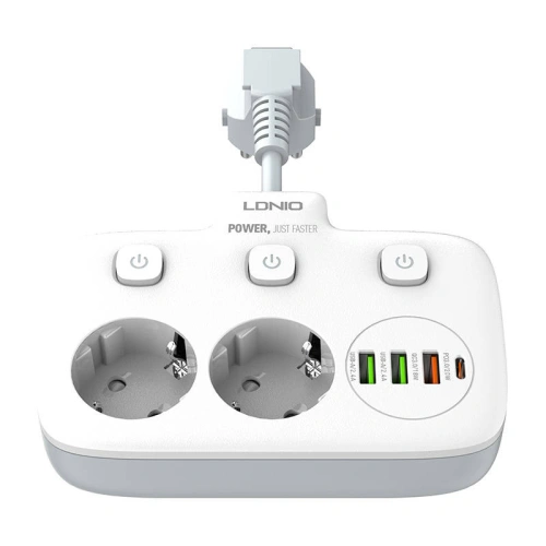 Kup Listwa zasilająca z 2 gniazdami AC, 3x USB, USB-C, LDNIO SE2435, 2500W (biała) - LDN20 - {ean13} - Sklep Home Screen