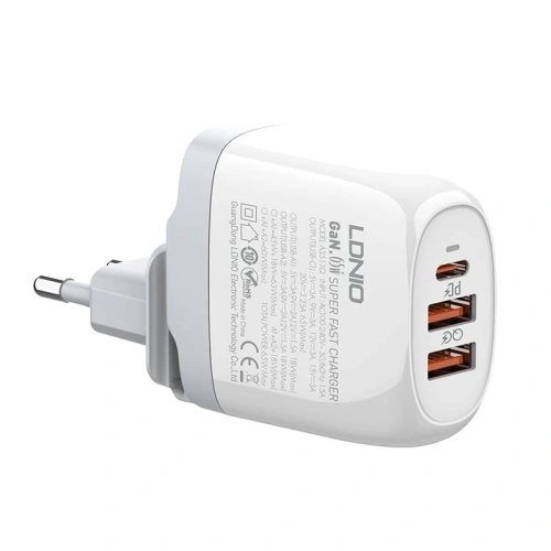Kup GaN hálózati töltő LDNIO A3511Q, 2x USB + USB-C, 65W (fehér) - LDN21 - {ean13} - Sklep Home Screen