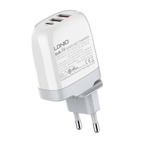 Kup Nabíječka sítě GaN LDNIO A3511Q, 2x USB + USB-C, 65W (bílá) - LDN21 - {ean13} - Sklep Home Screen