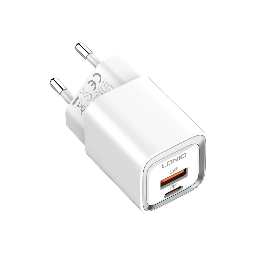 Ładowarka sieciowa LDNIO A2318C, USB + USB-C, PD + QC 3.0, 20W (biała)