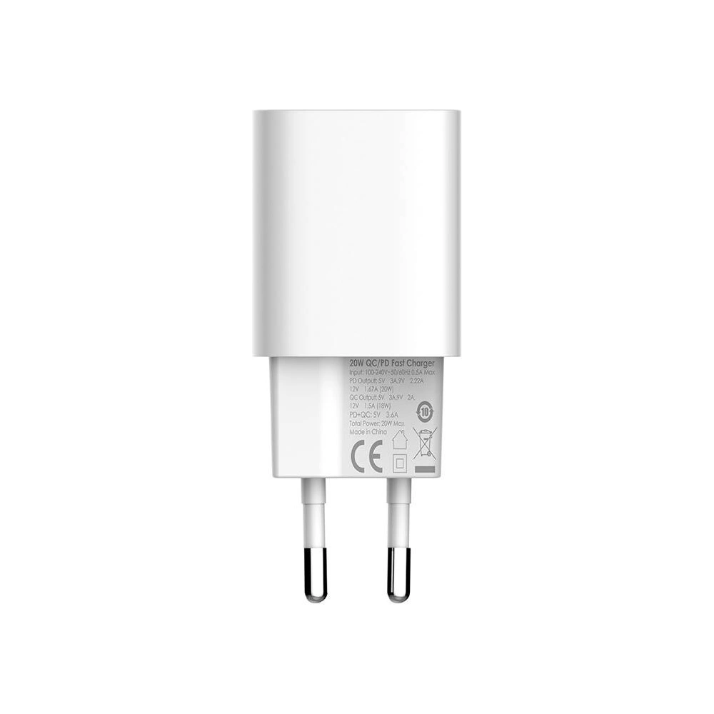 Ładowarka sieciowa LDNIO A2318C, USB + USB-C, PD + QC 3.0, 20W (biała)