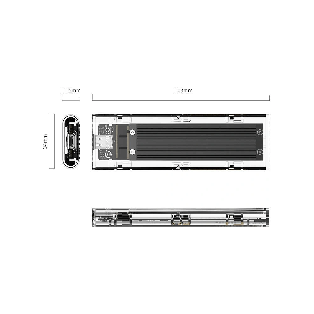 Obudowa dysku SDD M.2 Orico, NVME, USB-C 3.1 Gen.2, 10Gbps (czarna)
