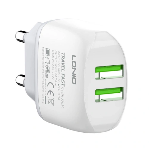 Kup Încărcător de rețea LDNIO A2219, 2x USB, 2.4A (alb) - LDN37 - {ean13} - Sklep Home Screen